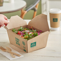 New Roots Kraft PLA-Lined Compostable #4 Take-Out Container 7 7/8 inch x 5 1/2 inch x 3 1/2 inch - 160/Case
