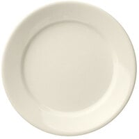 Libbey Porcelana Cream 12 3/8" Cream White Wide Rim Rolled Edge Porcelain Plate - 12/Case