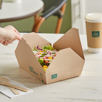 New Roots Kraft PLA-Lined Compostable #2 Take-Out Container 7 3/4 inch x 5 1/2 inch x 2 inch - 200/Case