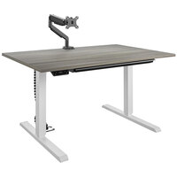 Bridgeport 64250BND 47 3/16 inch x 31 1/2 inch Gray Pro-Desk V-2 with Cable Spine, Tray, and Monitor Arm