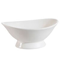 CAC OBF-11 32 oz. Bone White Oval Porcelain Bowl with Foot - 6/Case