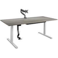 Bridgeport 64274BND 72 inch x 31 1/2 inch Gray Pro-Desk V-2 with Cable Spine, Tray, and Monitor Arm