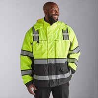 Cordova Reptyle Hi-Vis Lime Type R Class 3 Quilted Parka with Detachable Hood - 2XL