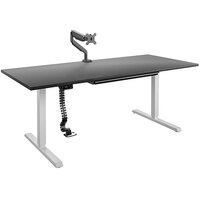 Bridgeport 64272BND 72 inch x 31 1/2 inch Black Pro-Desk V-2 with Cable Spine, Tray, and Monitor Arm