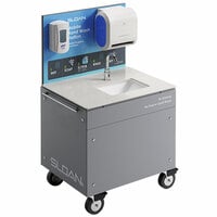 Sloan 3830002 Stainless Steel Mobile Handwashing Station with Sensor-Operated Faucet, Soap Dispenser, Paper Towel Dispenser, and Corian Sink Deck