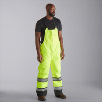 Cordova Reptyle Hi-Vis Lime Class E Quilted Bib Pants with 2 Chest Pockets - 2XL