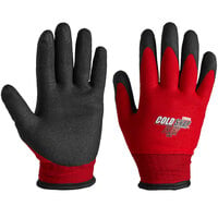 Cordova Cold Snap Flex Red Nylon Thermal Gloves with Black Foam PVC Palm Coating - Pair