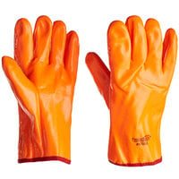 Cordova FreezeBeater Orange Single-Dipped PVC Gloves with Smooth Finish and Foam-Insulated Lining - Vendpacked - Large - Pair