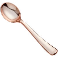 Gold Visions 5 7/8 inch Classic Heavy Weight Rose Gold Plastic Soup Spoon - 25/Pack