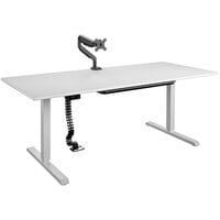 Bridgeport 64273BND 72 inch x 31 1/2 inch White Pro-Desk V-2 with Cable Spine, Tray, and Monitor Arm