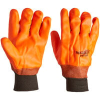 FreezeBeater Orange / Black Double-Dipped PVC Gloves with Textured Finish and Foam-Insulated Lining - Large - Pair
