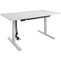 Bridgeport 64161BND 59 inch x 31 1/2 inch White Pro-Desk V-1 with Cable Spine and Tray