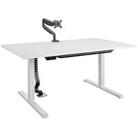 Bridgeport 64261BND 59 inch x 31 1/2 inch White Pro-Desk V-2 with Cable Spine, Tray, and Monitor Arm