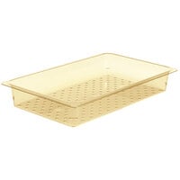 Cambro 13CLRHP150 H-Pan™ Full Size Amber High Heat Plastic Colander Pan - 3" Deep