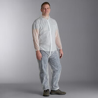 Malt Impact PolyLite White Polypropylene Zipper Front Long Sleeve Coveralls with Elastic Wrists and Ankles