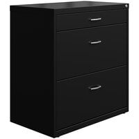 Hirsh Industries 25070 Space Solutions SOHO Black Three-Drawer Lateral File Cabinet with Arc Pull Handles - 30 inch x 17 5/8 inch x 31 7/8 inch