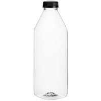 32 oz. Tall Milkman Square PET Clear Bottle with Black Lid