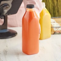 32 oz. Tall Milkman Square PET Clear Bottle with Black Lid