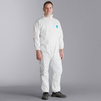 Malt Impact ProMax M1017-S White Disposable Microporous Zipper Front Long Sleeve Coveralls with Elastic Wrists and Ankles - Small