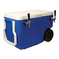 Micro Matic HDCP-D2-50B Blue 2 Faucet 50 Qt. Insulated Jockey Box with 10" x 15" Cold Plate