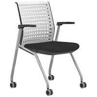 Safco Thesis Gray Training Chair with Arms - 2/Pack