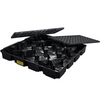 Eagle Manufacturing 1635BD 60.5 Gallon Black 4 Drum Modular Spill Containment Platform with Drain