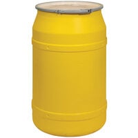 Eagle Manufacturing 1656MBG 55 Gallon Yellow Plastic Barrel Drum with 1/2 inch x 1 3/4 inch Bung Holes and Metal Lever-Lock