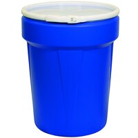 Eagle Manufacturing 1651B 40 Gallon Blue Plastic Barrel Drum with Plastic Lever-Lock