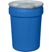 Eagle Manufacturing 1601MBBG 30 Gallon Blue Plastic Barrel Drum with 1/2 inch x 1 3/4 inch Bung Holes and Metal Lever-Lock