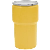 Eagle Manufacturing 1610MBG1 14 Gallon Yellow Plastic Barrel Drum with 1/2 inch x 1 3/4 inch Bung Holes and Metal Lever-Lock