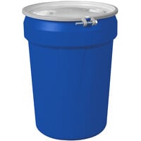 Eagle Manufacturing 1601MBBRB 30 Gallon Blue Plastic Barrel Drum with 2 inch x 2 inch Bung Holes and Metal Bolt Ring