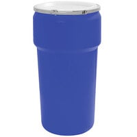 Eagle Manufacturing 1623MB 20 Gallon Blue Plastic Barrel Drum with Metal Lever-Lock