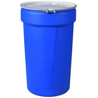 Eagle Manufacturing 1655MBBR 55 Gallon Blue Plastic Barrel Drum with Metal Bolt Ring