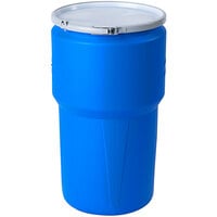Eagle Manufacturing 1610MB 14 Gallon Blue Open Head Plastic Barrel Drum with Metal Lever-Lock