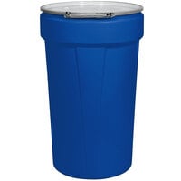 Eagle Manufacturing 1655MB 55 Gallon Blue Plastic Barrel Drum with Metal Lever-Lock