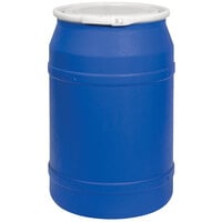 Eagle Manufacturing 1656B 55 Gallon Blue Plastic Barrel Drum with Plastic Lever-Lock