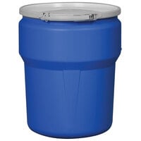 Eagle Manufacturing 1609MB 10 Gallon Blue Plastic Barrel Drum with Metal Lever-Lock