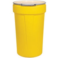Eagle Manufacturing 1655M 55 Gallon Yellow Plastic Barrel Drum with Metal Lever-Lock