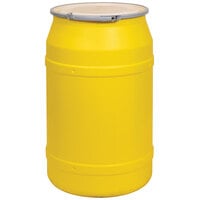 Eagle Manufacturing 1656M 55 Gallon Yellow Straight-Sided Plastic Barrel Drum with Metal Lever-Lock