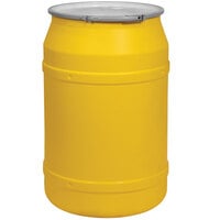 Eagle Manufacturing 1656MBG2 55 Gallon Yellow Salvage Plastic Barrel Drum with 2 inch x 2 inch Bung Holes and Metal Lever-Lock