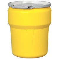 Eagle Manufacturing 1609M 10 Gallon Yellow Plastic Barrel Drum with Metal Lever-Lock