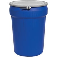 Eagle Manufacturing 1601MBBR 30 Gallon Blue Plastic Barrel Drum with Metal Bolt Ring