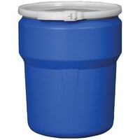 Eagle Manufacturing 1609B 10 Gallon Blue Plastic Barrel Drum with Plastic Lever-Lock