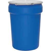 Eagle Manufacturing 1601MBBG2 30 Gallon Blue Plastic Barrel Drum with 2 inch x 2 inch Bung Holes and Metal Lever-Lock