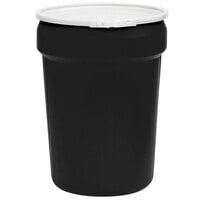 Eagle Manufacturing 1601MBLKB 30 Gallon Black Plastic Barrel Drum with 1/2 inch x 1 3/4 inch Bung Holes and Metal Lever-Lock