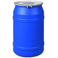 Eagle Manufacturing 1656MBBRB 55 Gallon Blue Plastic Barrel Drum with 2 inch x 2 inch Bung Holes and Metal Bolt Ring
