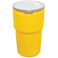 Eagle Manufacturing 1610MBRBG 14 Gallon Yellow Plastic Barrel Drum with 1/2 inch x 1 3/4 inch Bung Holes and Metal Bolt Ring