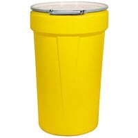 Eagle Manufacturing 1655MBG 55 Gallon Yellow Plastic Barrel Drum with 1/2 inch x 1 3/4 inch Bung Holes and Metal Lever-Lock