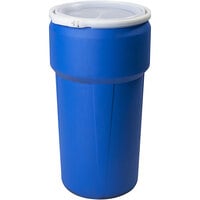 Eagle Manufacturing 1623B 20 Gallon Blue Plastic Barrel Drum with Plastic Lever-Lock