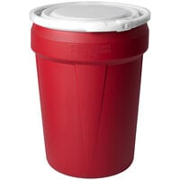 Eagle Manufacturing 1601RED 30 Gallon Red Plastic Barrel Drum with Plastic Lever-Lock